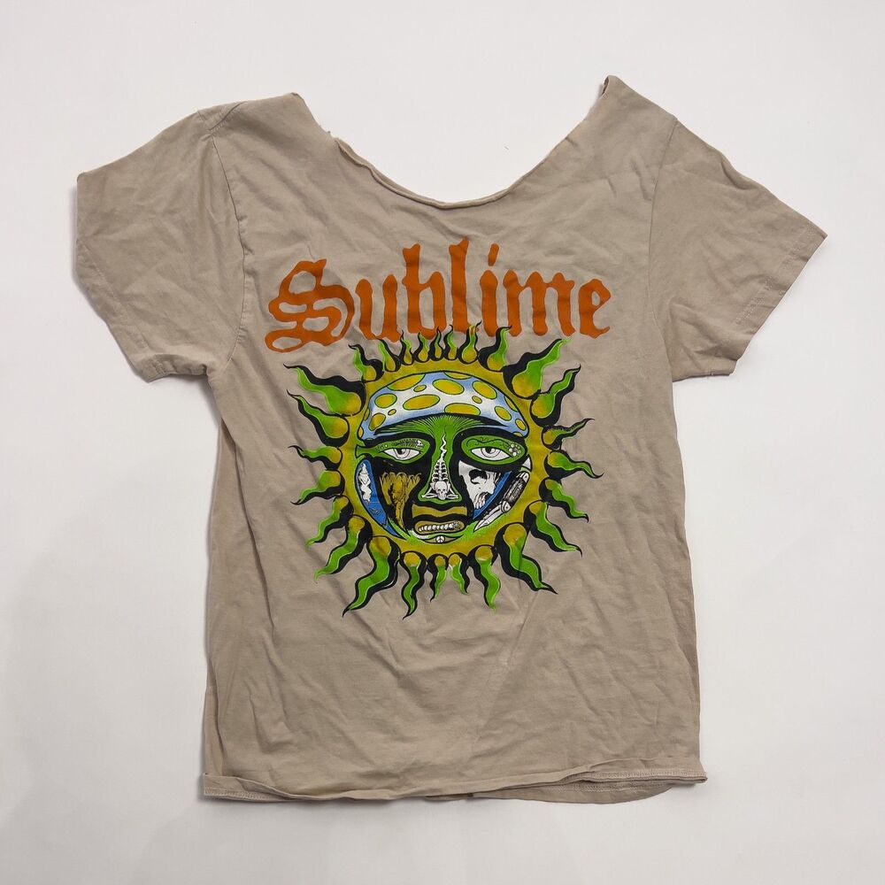 Sublime Sun Graphic Band Tee Distressed Top